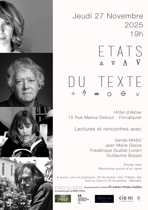 ÉTATS DU TEXTE, à Forcalquier...